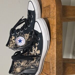 NEW Converse All Star Chuck Taylor High Top Tri Zip Floral Sneakers, Womens 7